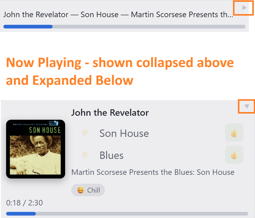 Expand and Collapse Now Playing