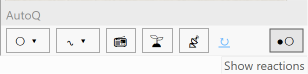 AutoQ side panel, narrow — mood and radio controls page, with the toggle to show reactions
