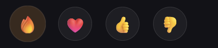 Reaction buttons - Fire, Heart, Thumbs Up, Thumbs Down