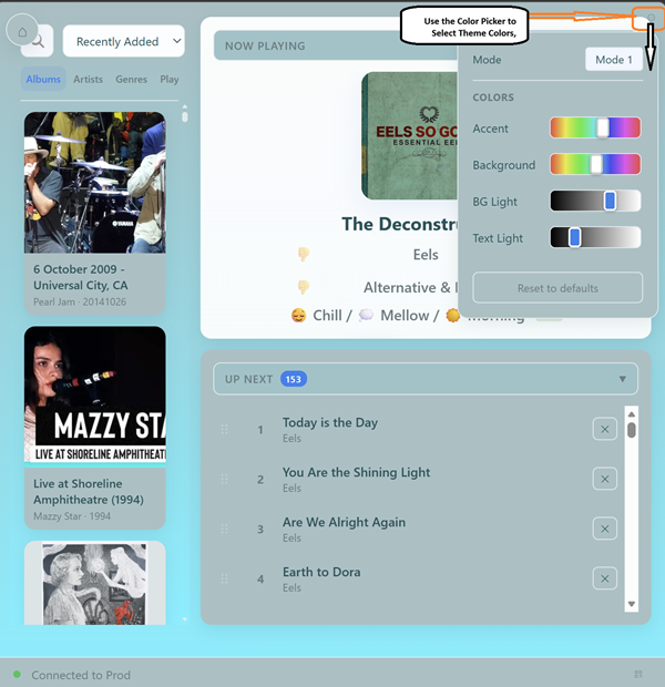 Theme Color Selector - Pick colors from the Player settings gear