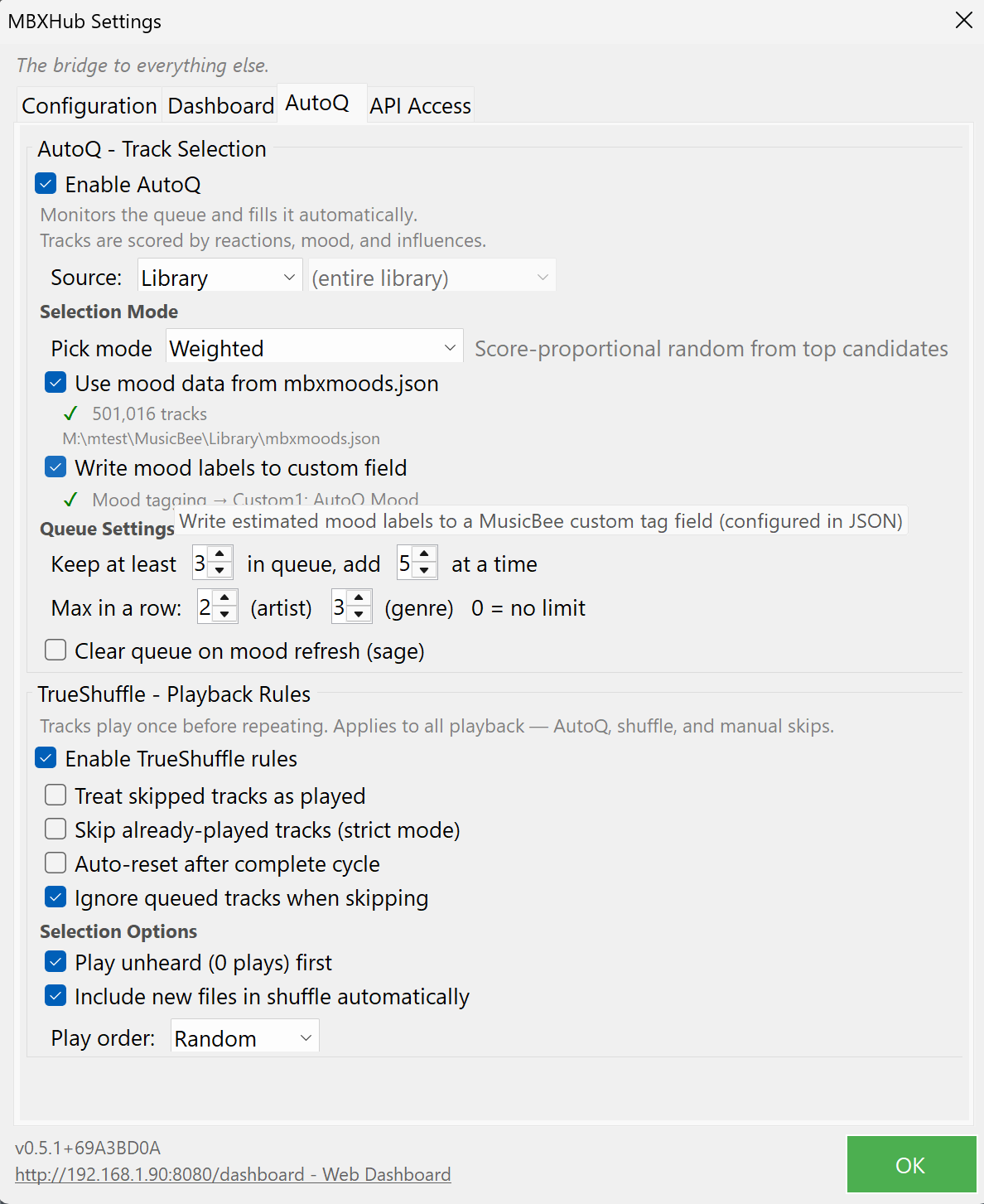 MBXHub Settings - Features