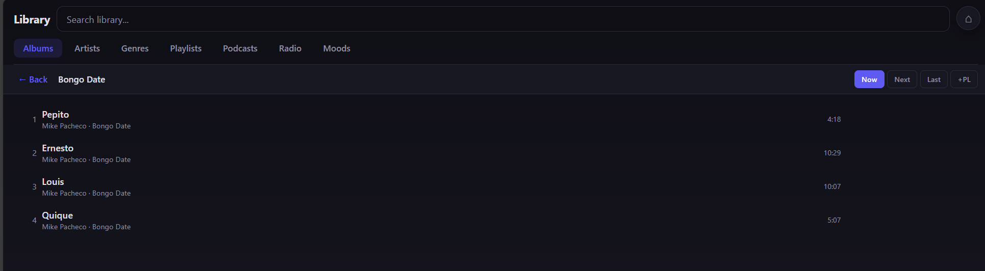 Library Browser - Album Track List