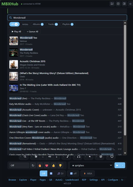 MBXHub Dashboard Search